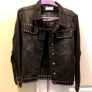 One Teaspoon black denim stud jacket size med